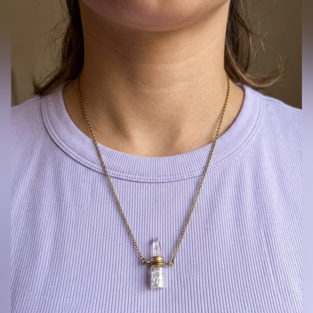 Amethyst Point & Crystal Shard Bottle Necklace